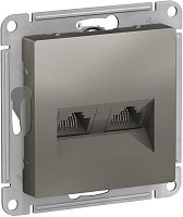 Розетка компьютерная без рамки Systeme Electric AtlasDesign 2-м. RJ45+RJ45 5e сталь картинка